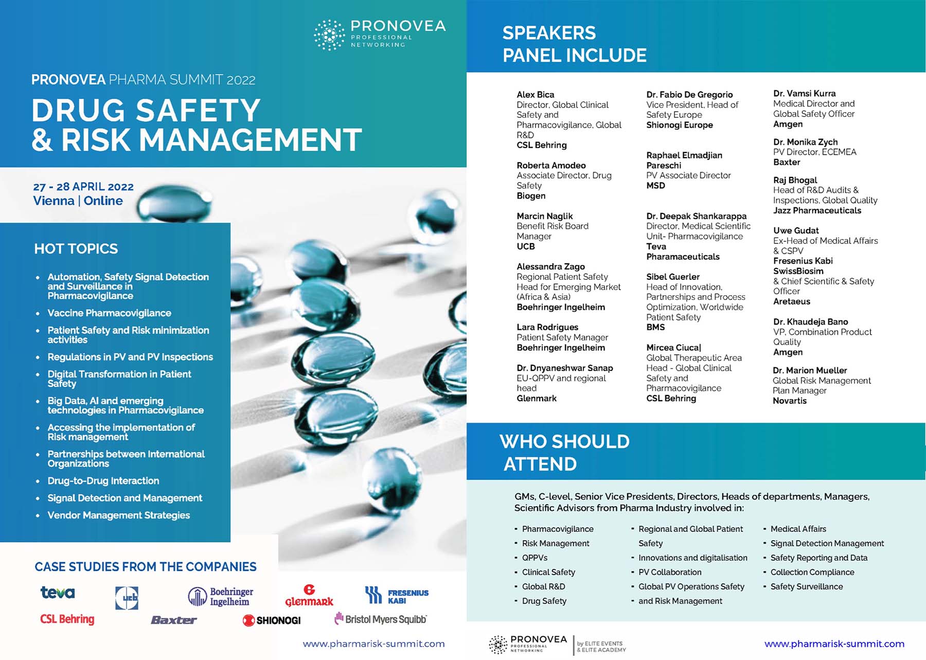 PRONOVEA Pharma Summit 2022: Drug Safety & Risk Management agenda page